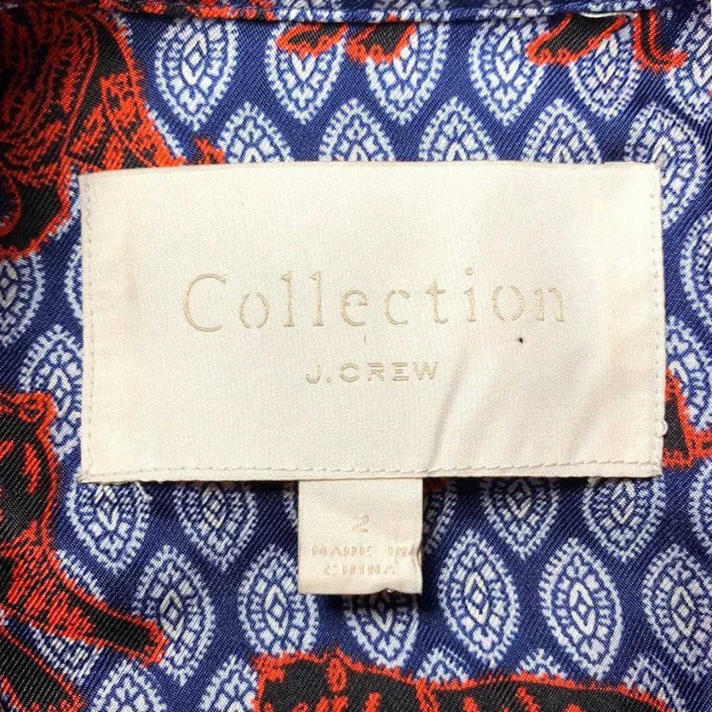 *SOLD* J. CREW COLLECTION BLUE ROAMING TIGER Silk Button Down Shirtdress - Picture 9 of 9